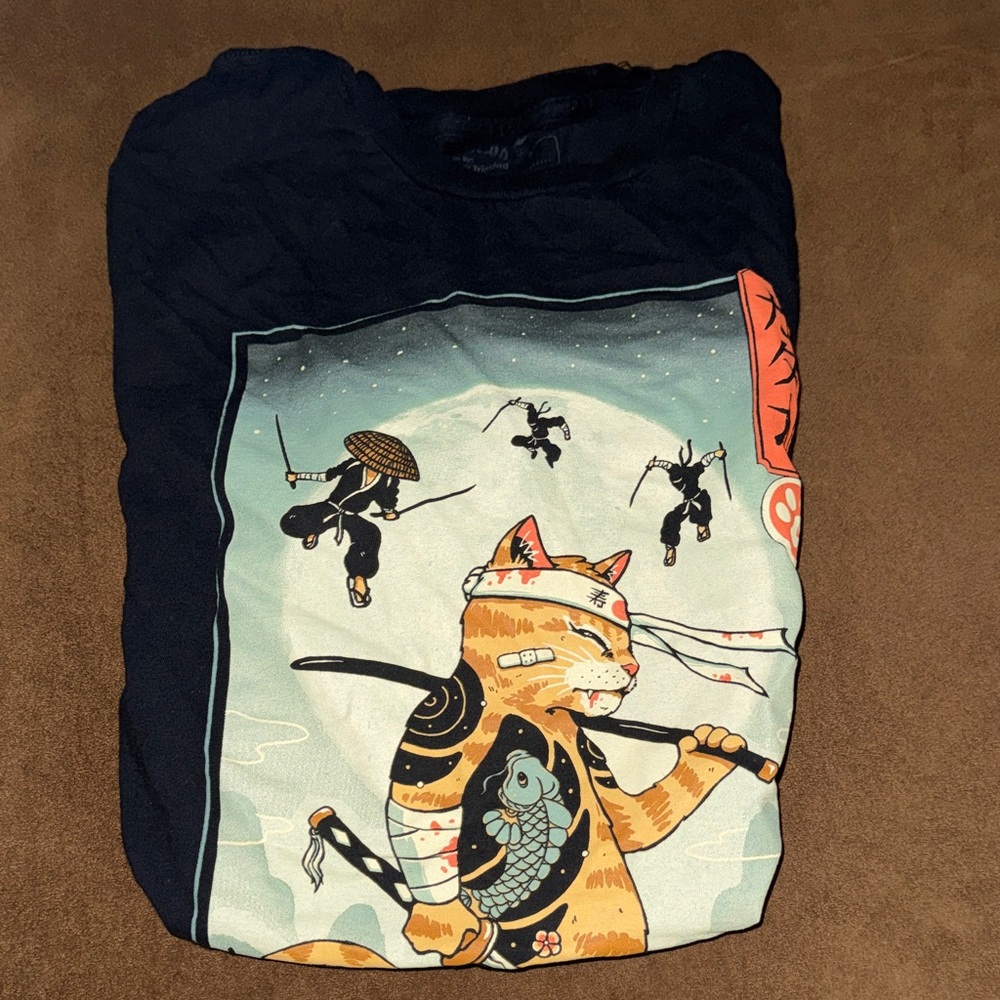 Threadless Black Graphic Logo Tee with Faded White Print